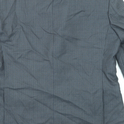 Wellington Mens Grey Geometric Polyester Jacket Suit Jacket Size 42 Regular