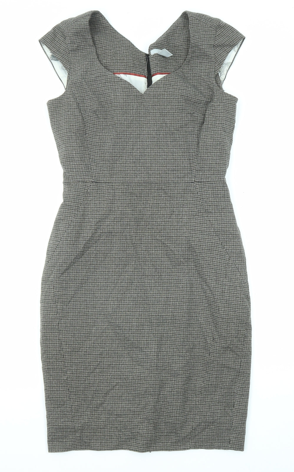 H&M Womens Grey Plaid Polyester Shift Size 10 Sweetheart Zip
