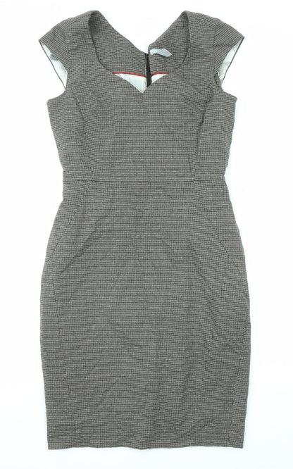H&M Womens Grey Plaid Polyester Shift Size 10 Sweetheart Zip