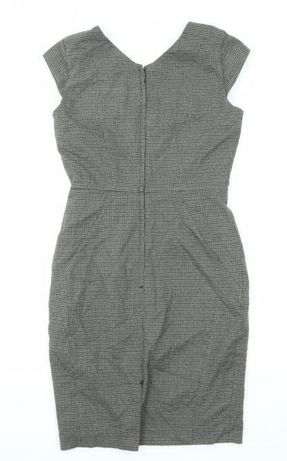 H&M Womens Grey Plaid Polyester Shift Size 10 Sweetheart Zip