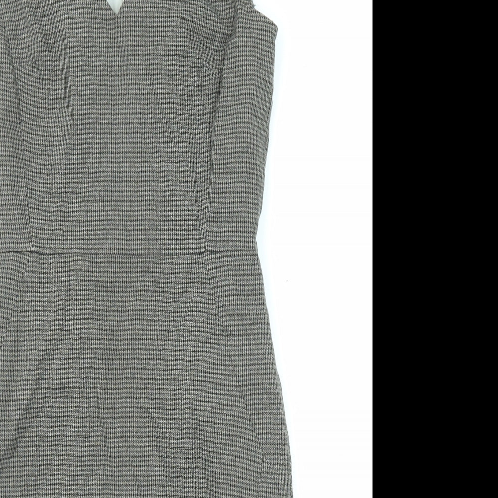 H&M Womens Grey Plaid Polyester Shift Size 10 Sweetheart Zip