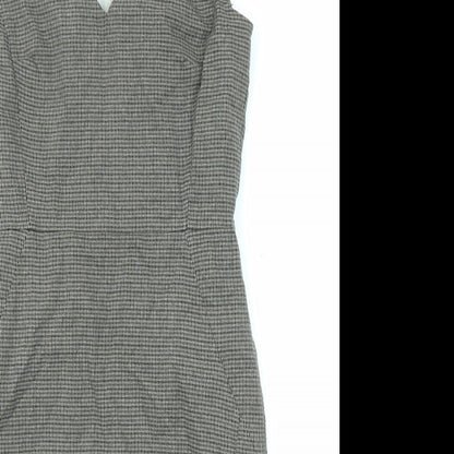 H&M Womens Grey Plaid Polyester Shift Size 10 Sweetheart Zip