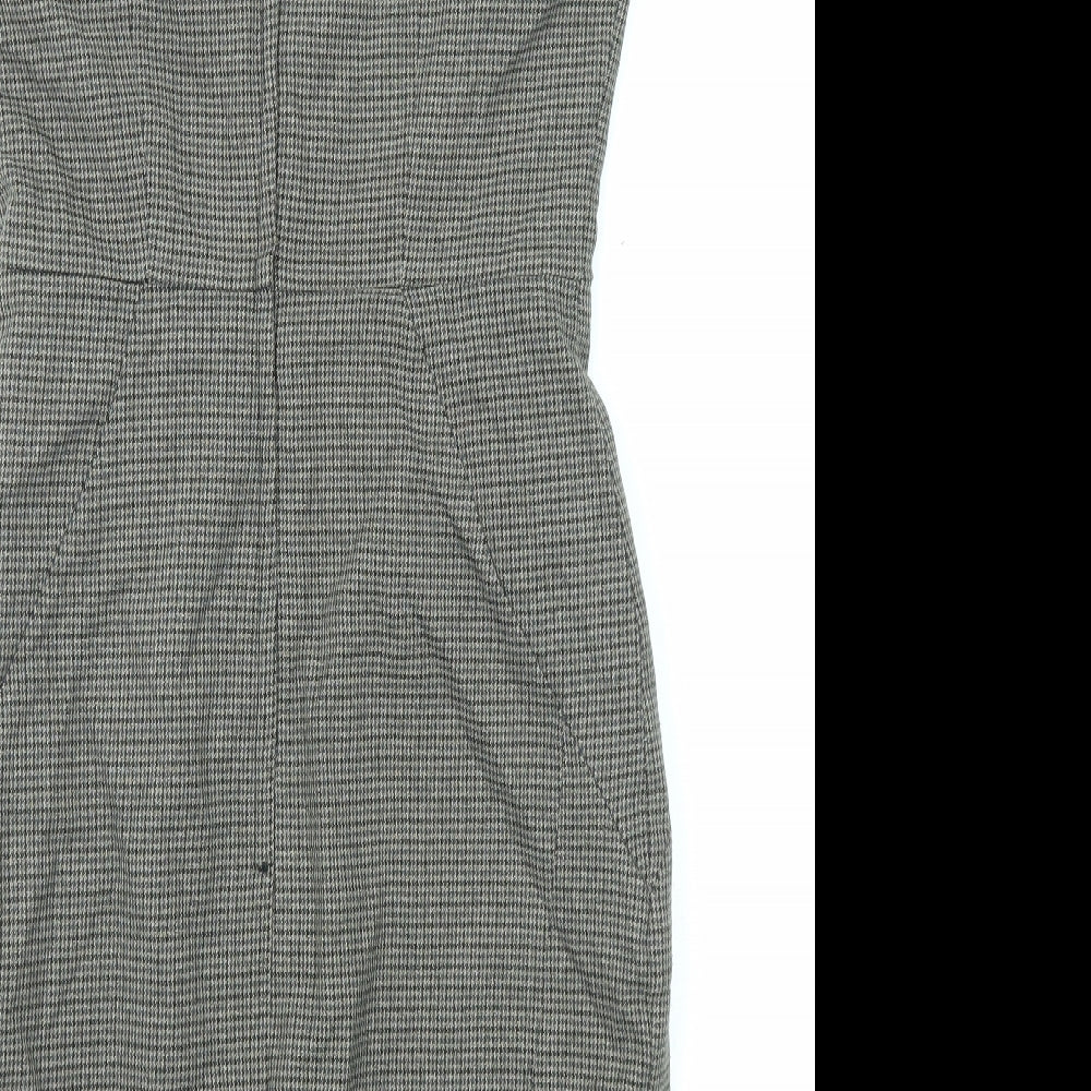 H&M Womens Grey Plaid Polyester Shift Size 10 Sweetheart Zip