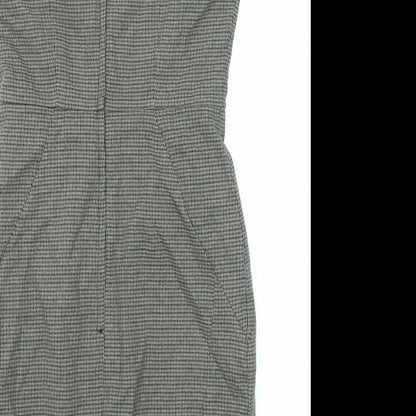 H&M Womens Grey Plaid Polyester Shift Size 10 Sweetheart Zip