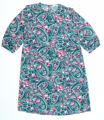 Damart Womens Multicoloured Floral Polyester A-Line Size 10 Round Neck Zip