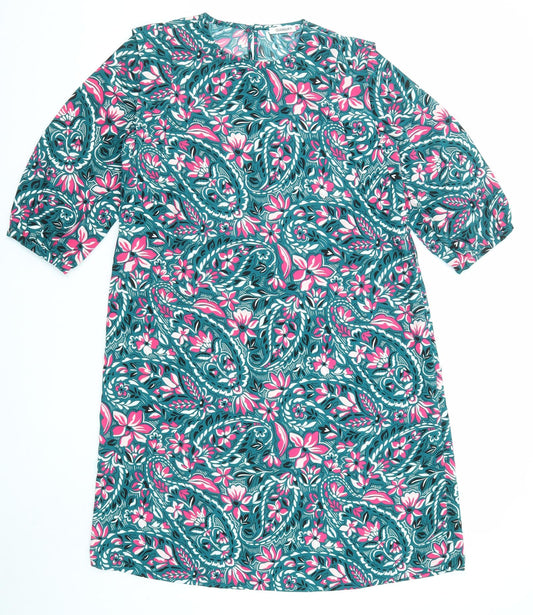 Damart Womens Multicoloured Floral Polyester A-Line Size 10 Round Neck Zip