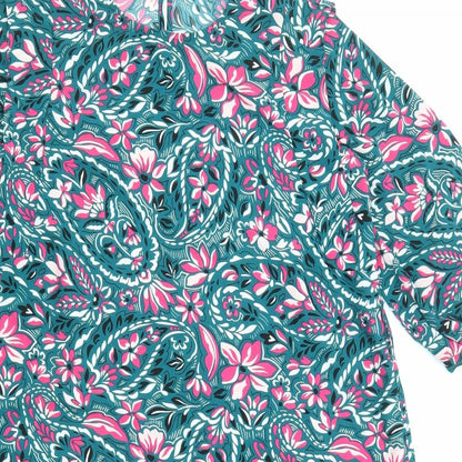 Damart Womens Multicoloured Floral Polyester A-Line Size 10 Round Neck Zip