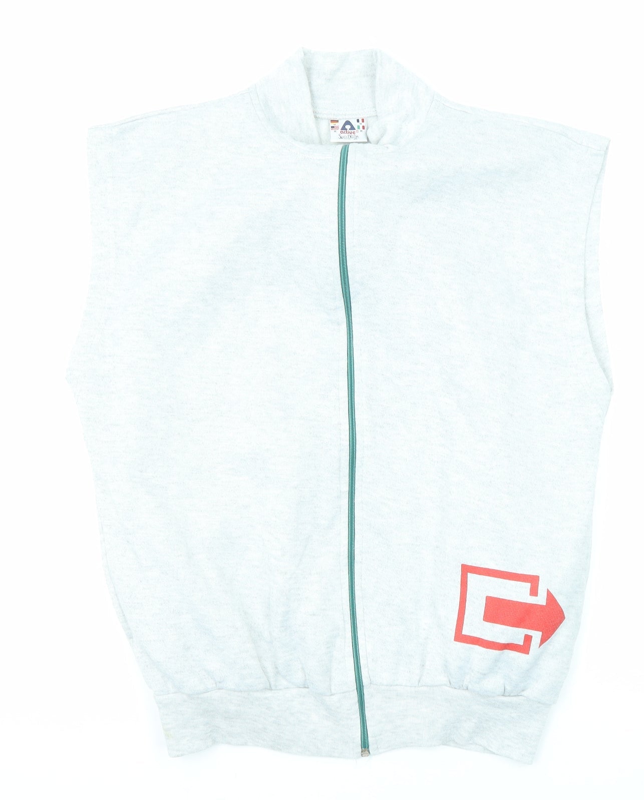 Active Mens Grey Polyester Full Zip Sweatshirt Size M