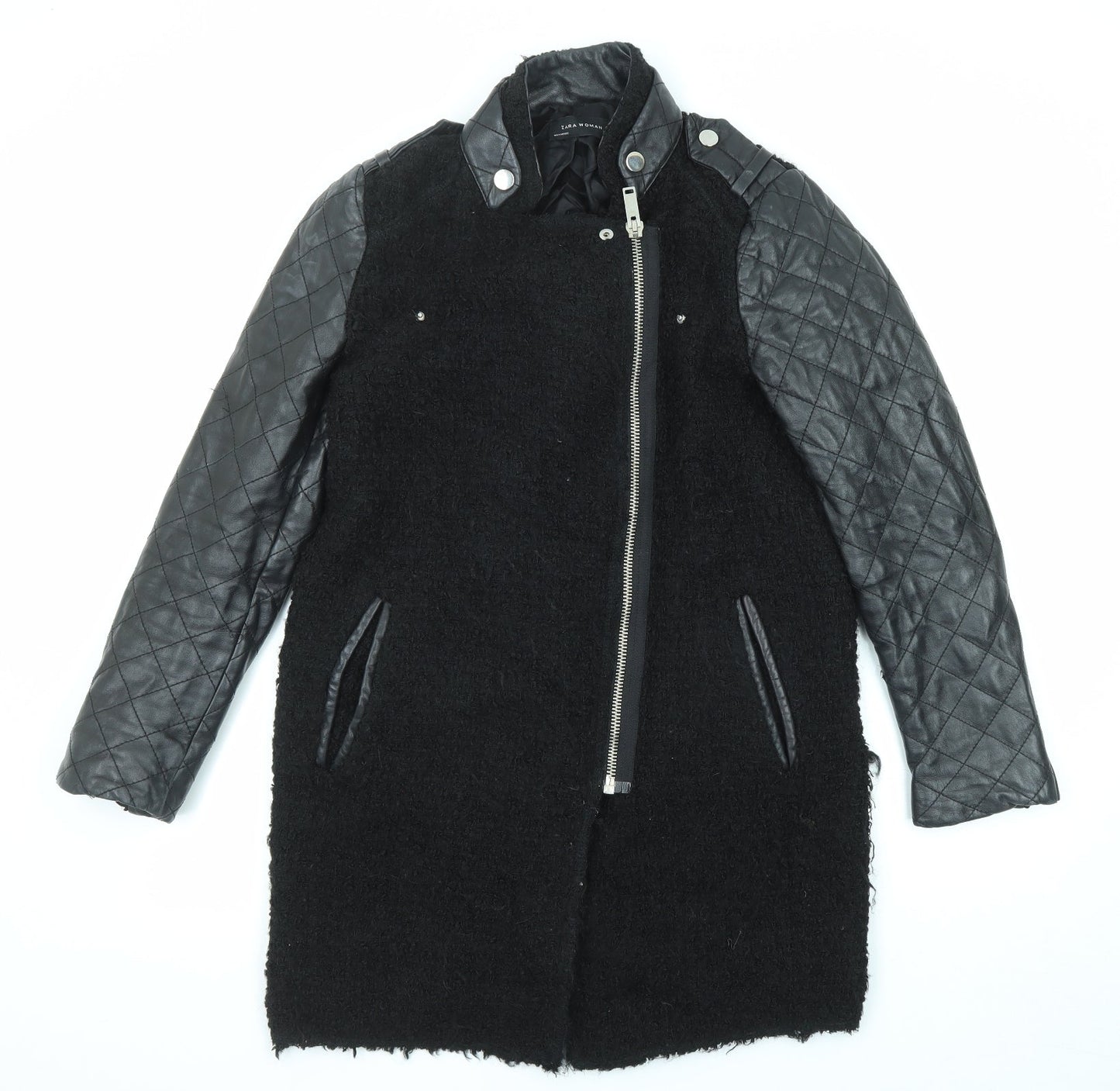 Womens UK Size L Zara Black Overcoat