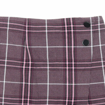 Marks and Spencer Womens Purple Plaid Wool A-Line Skirt Size 29 in Zip