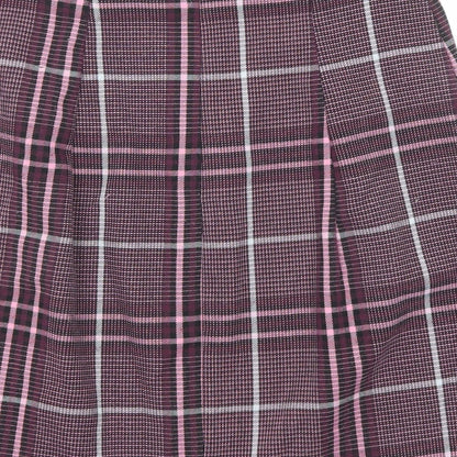 Marks and Spencer Womens Purple Plaid Wool A-Line Skirt Size 29 in Zip