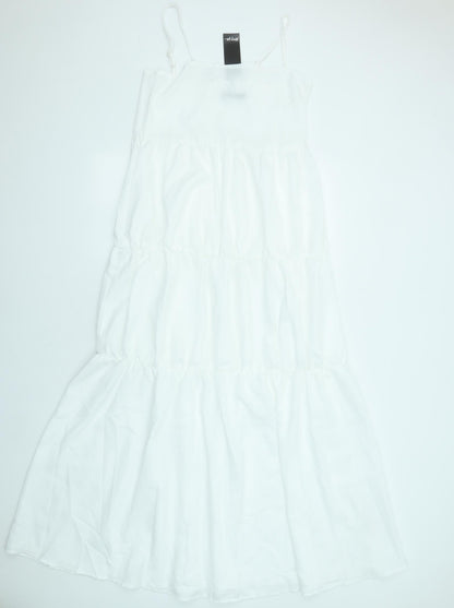 Nasty Gal Womens White Polyester Slip Dress Size 10 Square Neck Zip