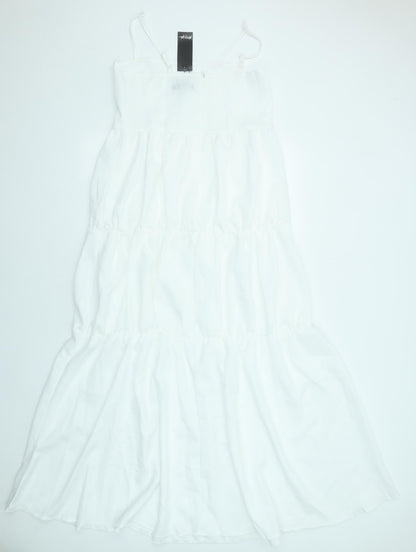 Nasty Gal Womens White Polyester Slip Dress Size 10 Square Neck Zip