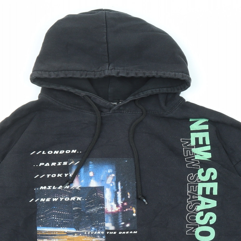 Mens UK Size M PRETTYLITTLETHING Black Pullover Hoodie