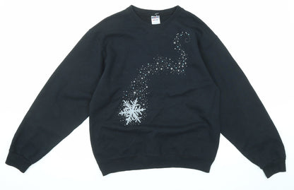 Mens UK Size M JERZEES Black Pullover Sweatshirt