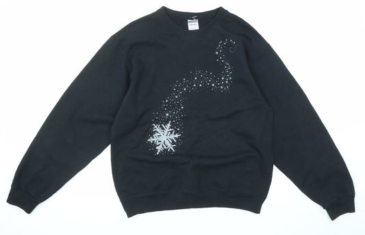 Mens UK Size M JERZEES Black Pullover Sweatshirt