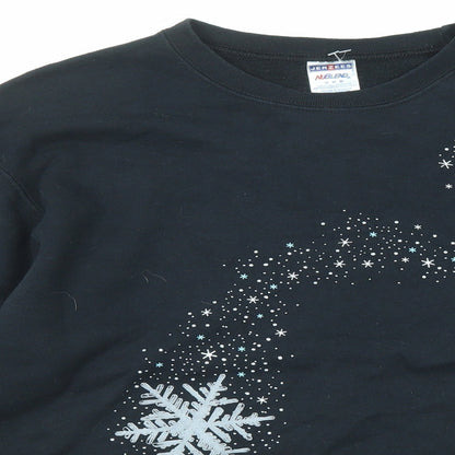 Mens UK Size M JERZEES Black Pullover Sweatshirt