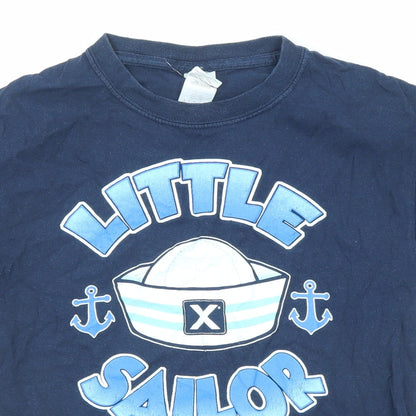 Gildan Boys Blue Cotton Basic T-Shirt Size S Round Neck Pullover - Little Sailor