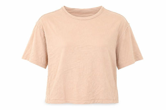 Front view of ASOS women’s pink cotton basic t-shirt, size UK 12, round neck