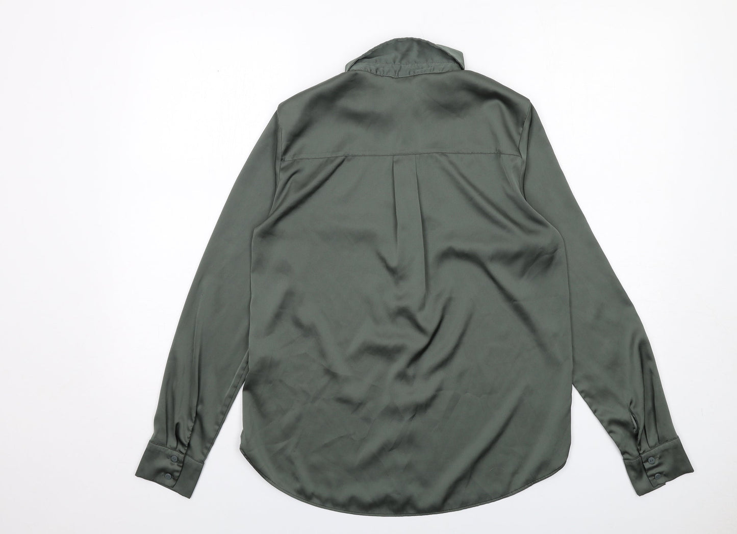 Womens UK Size 8 H&M Green Basic Button-Up