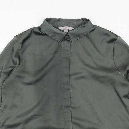 Womens UK Size 8 H&M Green Basic Button-Up