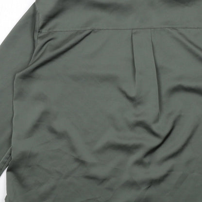 Womens UK Size 8 H&M Green Basic Button-Up