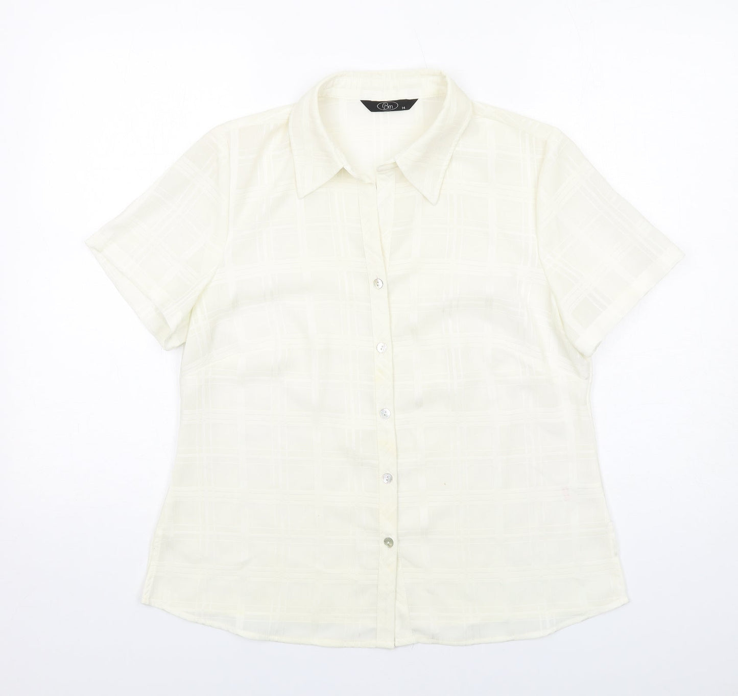 Bonmarché Womens Ivory Polyester Basic Button-Up Size 14 Collared