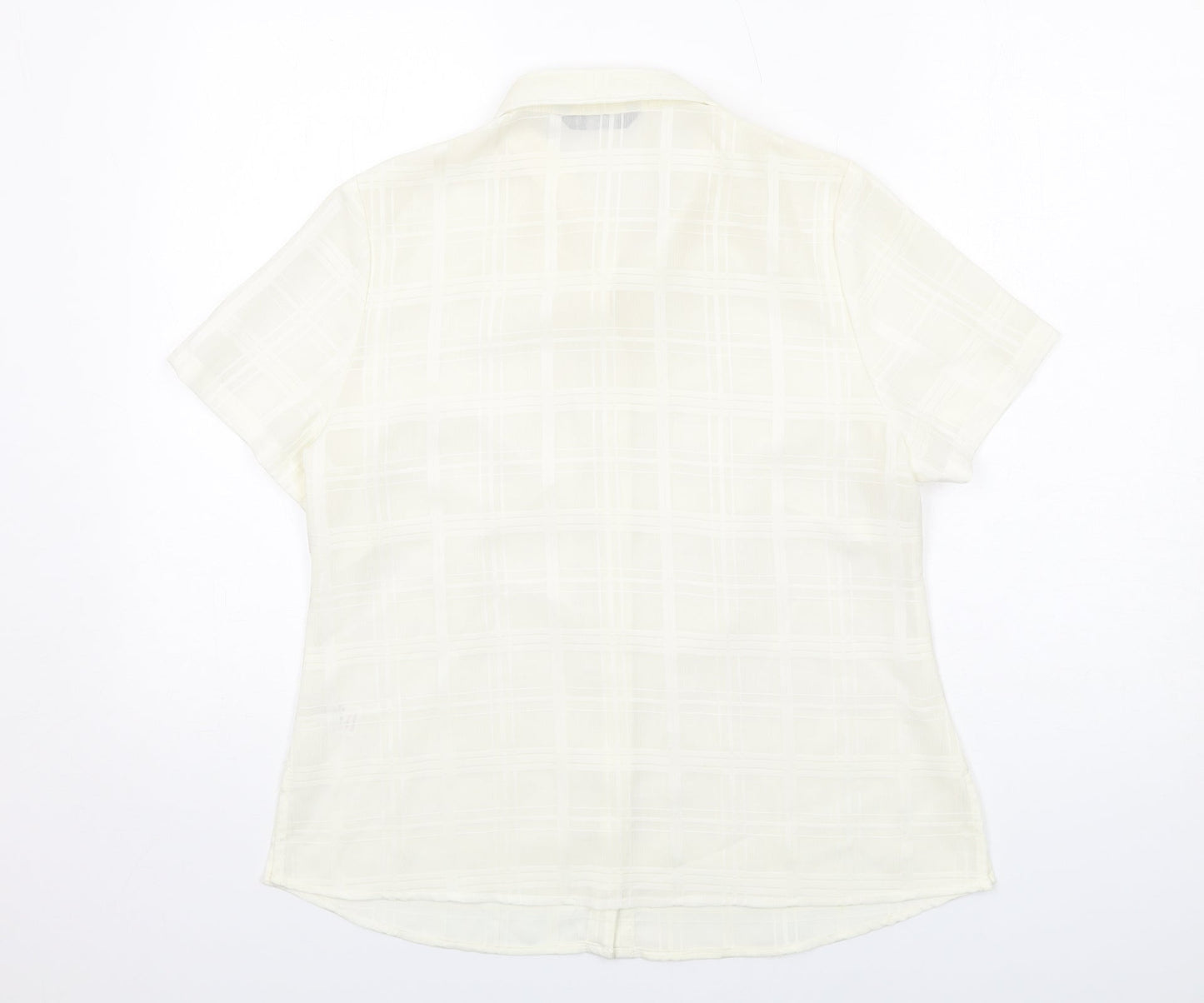 Bonmarché Womens Ivory Polyester Basic Button-Up Size 14 Collared