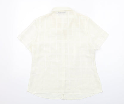 Bonmarché Womens Ivory Polyester Basic Button-Up Size 14 Collared