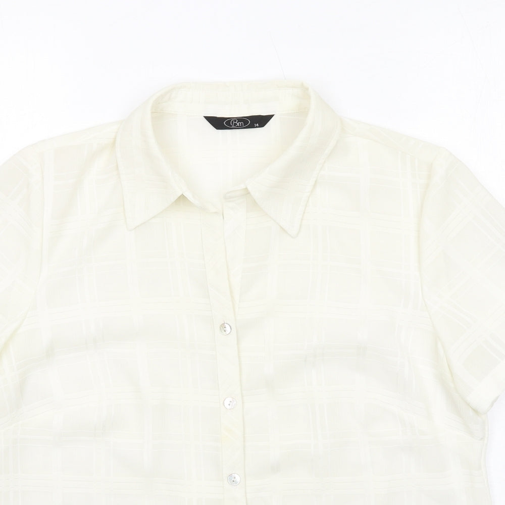 Bonmarché Womens Ivory Polyester Basic Button-Up Size 14 Collared