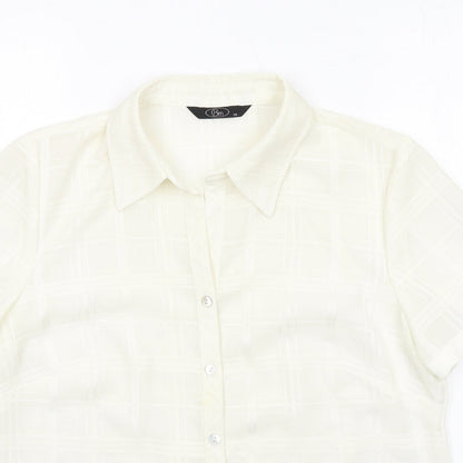 Bonmarché Womens Ivory Polyester Basic Button-Up Size 14 Collared