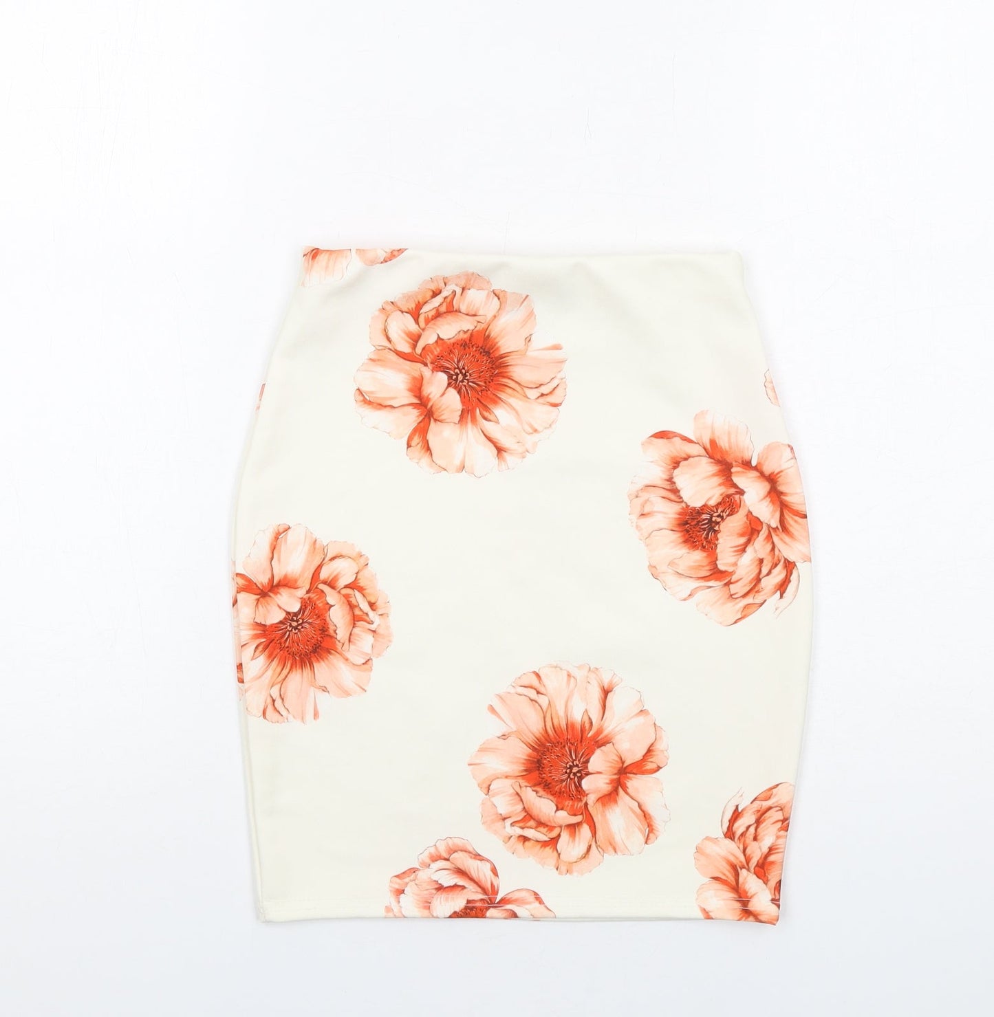 Missguided Womens Ivory Floral Polyester Bandage Skirt Size 4
