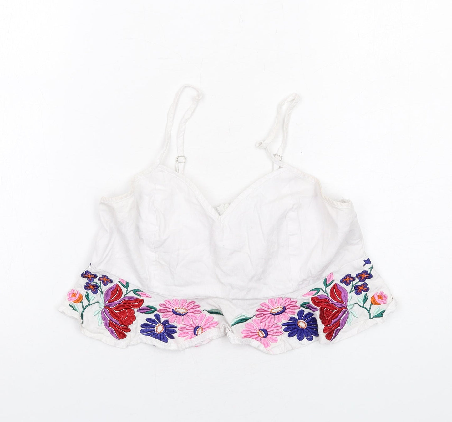 Womens UK Size 10 Missguided White Cropped Tank