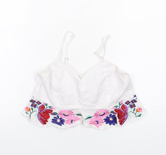 Womens UK Size 10 Missguided White Cropped Tank
