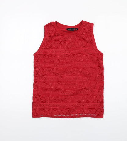 Dorothy Perkins Womens Red Polyester Basic Tank Size 10 Round Neck