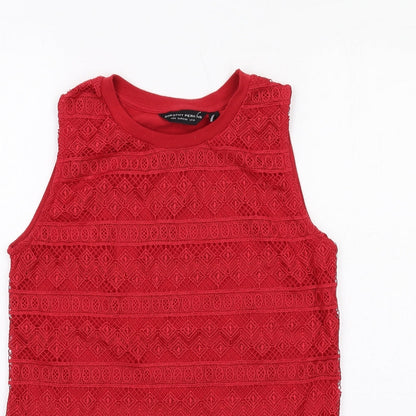 Dorothy Perkins Womens Red Polyester Basic Tank Size 10 Round Neck