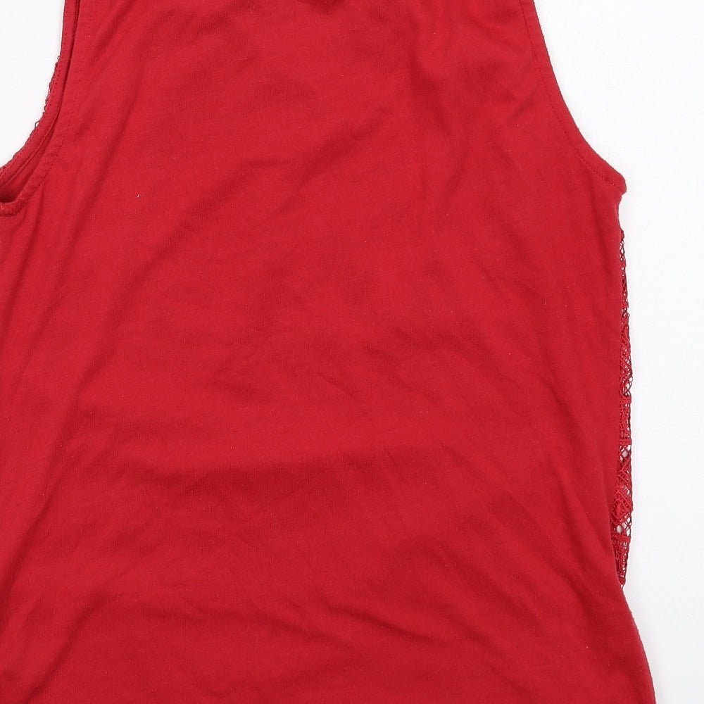 Dorothy Perkins Womens Red Polyester Basic Tank Size 10 Round Neck