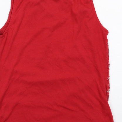 Dorothy Perkins Womens Red Polyester Basic Tank Size 10 Round Neck