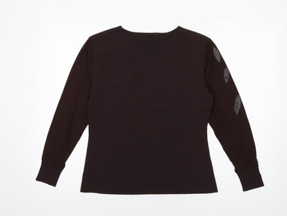 Womens UK Size M Just Elegance Brown Basic Blouse