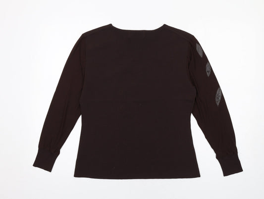 Womens UK Size M Just Elegance Brown Basic Blouse