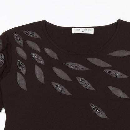 Womens UK Size M Just Elegance Brown Basic Blouse