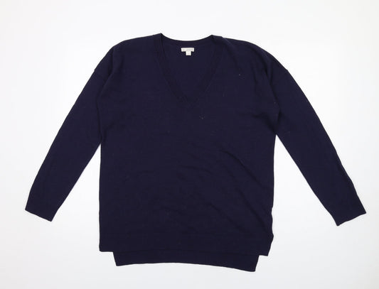 Gap Womens Blue V-Neck Nylon Pullover Jumper Size M
