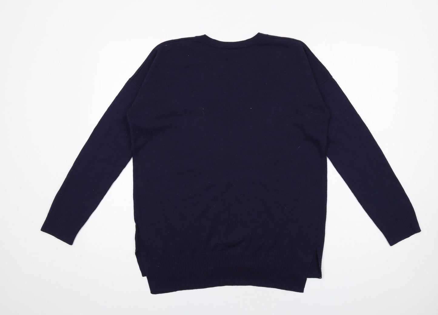 Gap Womens Blue V-Neck Nylon Pullover Jumper Size M