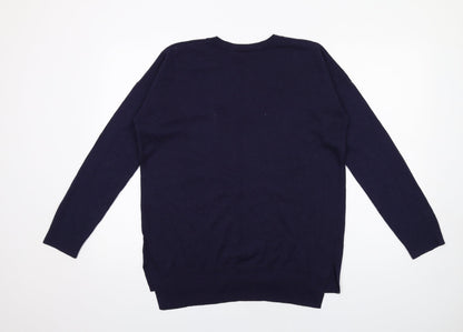 Gap Womens Blue V-Neck Nylon Pullover Jumper Size M