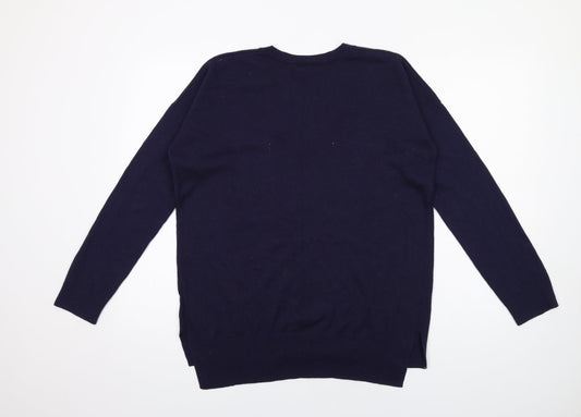 Gap Womens Blue V-Neck Nylon Pullover Jumper Size M