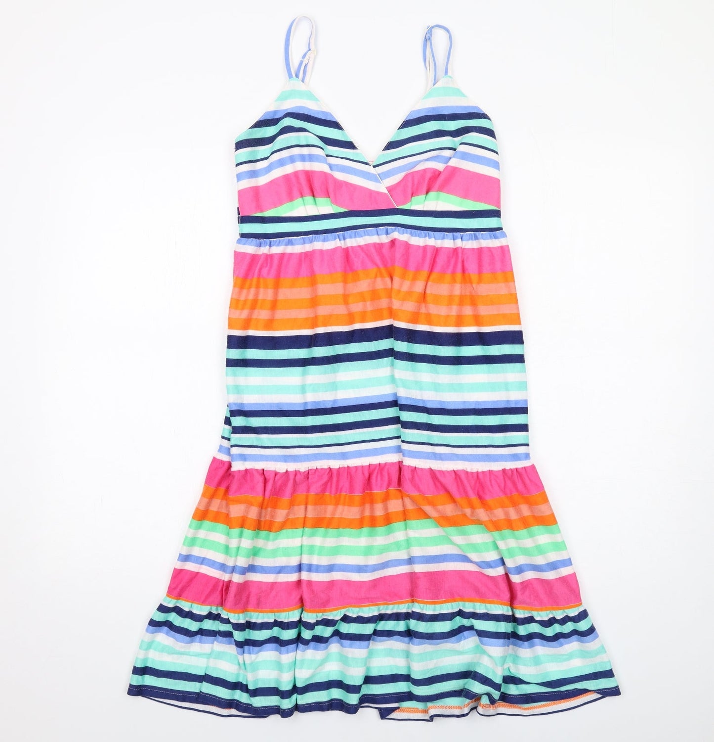 Utam Boutique Womens Multicoloured Striped Viscose Tank Dress Size 10 V-Neck Zip