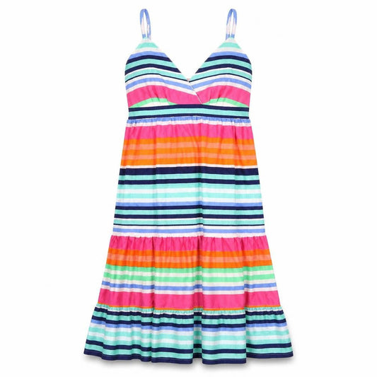 Utam Boutique Womens Multicoloured Striped Viscose Tank Dress Size 10 V-Neck Zip