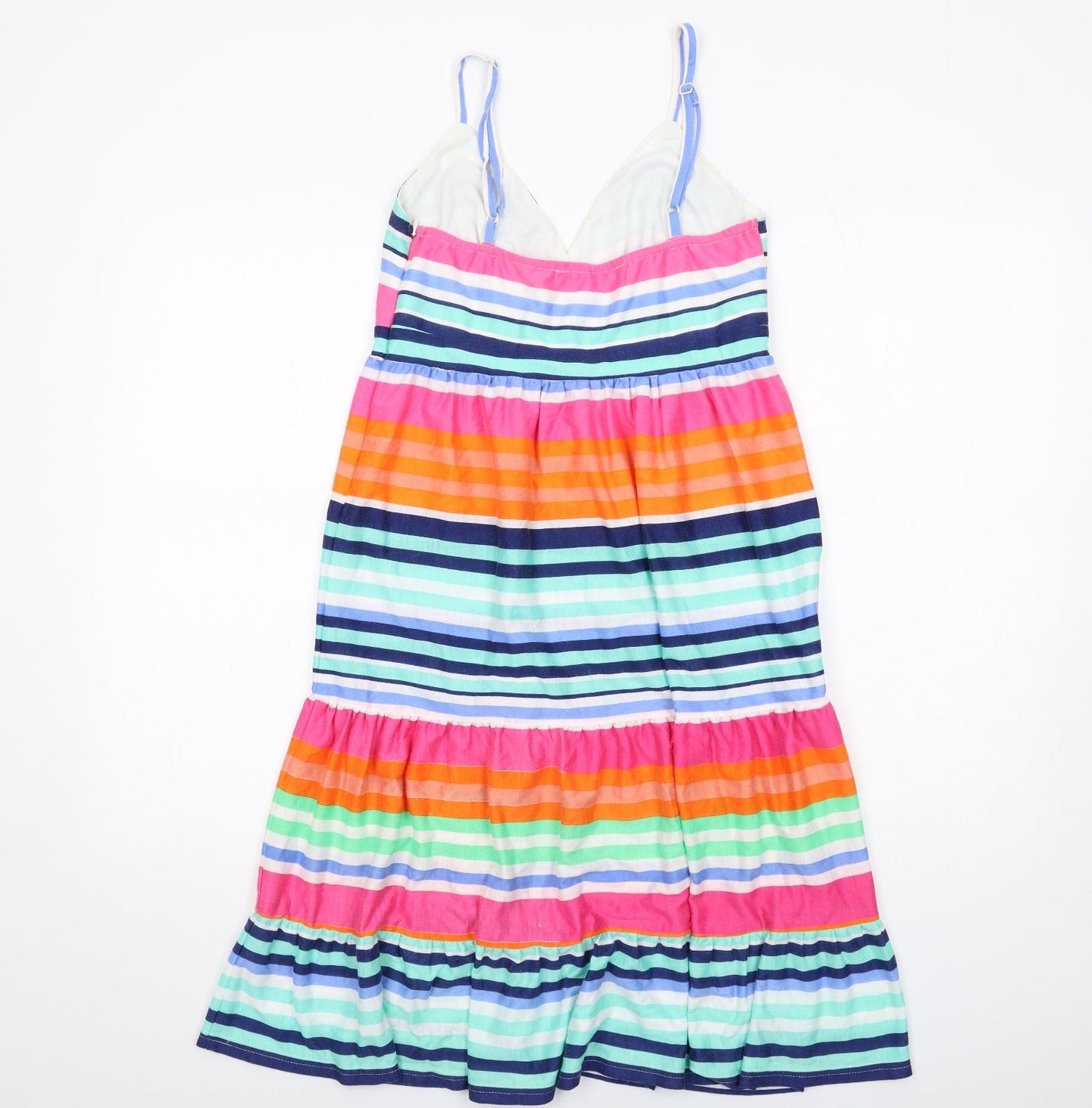 Utam Boutique Womens Multicoloured Striped Viscose Tank Dress Size 10 V-Neck Zip