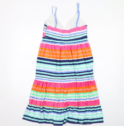 Utam Boutique Womens Multicoloured Striped Viscose Tank Dress Size 10 V-Neck Zip