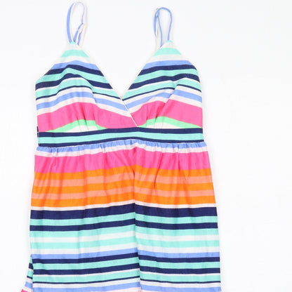 Utam Boutique Womens Multicoloured Striped Viscose Tank Dress Size 10 V-Neck Zip